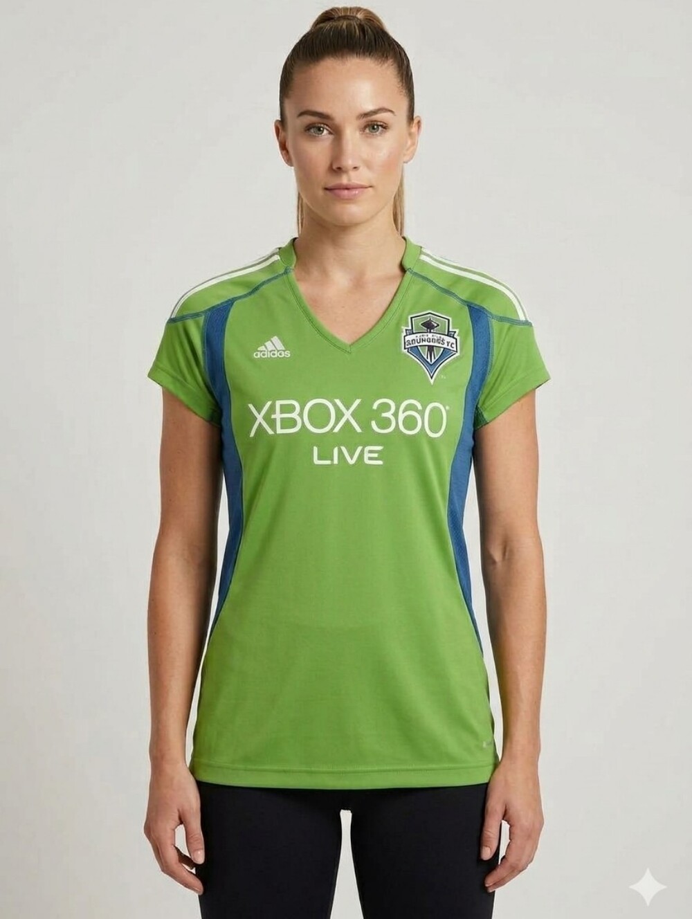 Adidas Women's Green and Blue Seattle Sounders FC Soccer Jersey L